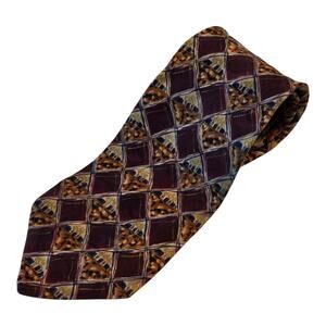 Today's Man Mens Necktie 100% Silk 56.5" x 3.5" Geometric Diamond Made in Italy